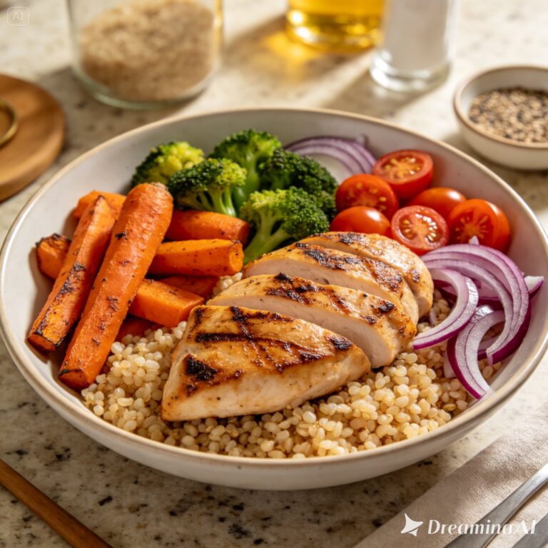 dreamina 2026 03 12 8424 grilled chicken buddha bowl with quinoa ...